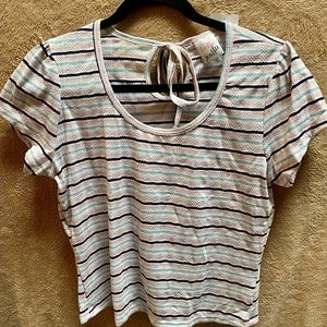 Striped top with tags